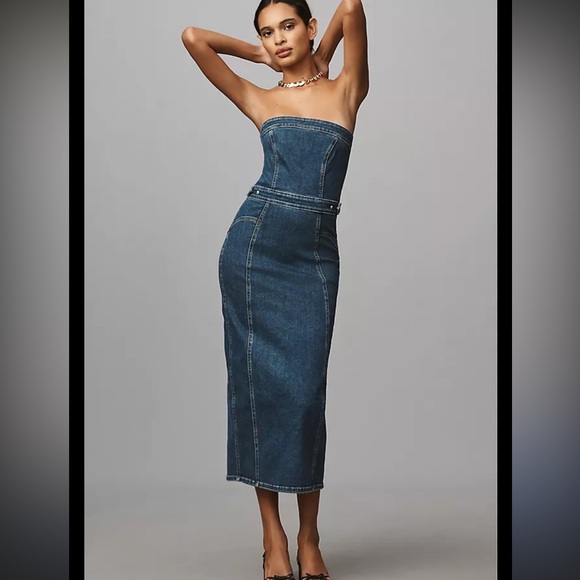 Good American Dresses & Skirts - Good American Strapless Denim Midi Dress – Size L